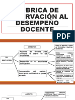 Rúbrica de Observación Al Desempeño Docente