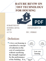 Literature Reviw On Low Cost Technology For Housing