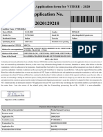 Application No. 2020129218: Application Form For VITEEE - 2020