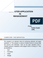 Computer Application IN Managemant: From: Tarika Gupta (HR)