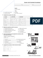 Starter Unit - Vocabulary Standard