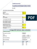 Manual Input Next To Yellow Cells DCF Intrinsic Value Calculator