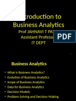 Introduction To Business Analytics: Prof Jahnavi T Patel Assistant Professor It Dept