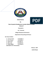 Article Review On Does Corporate Headquarters Location Matter For Stock Returns?