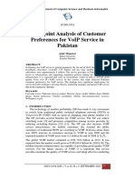 A Conjoint Analysis of Customer Preferences For Voip Service in Pakistan