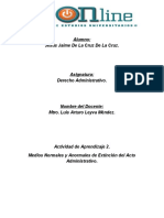 Actividad de Aprendizaje 2. Medios Normales y Anormales de Extinción Del Acto Administrativo