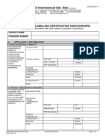 SIRIM QAS International Sdn. BHD.: Product / Eco-Labelling Certification Questionnaire