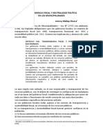 Transparencia Fiscal y Neutralidad Política en Las Municipalidades