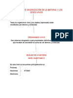 Los Niveles de Organización de La Materia y Los Seres Vivos Mapa Conceptual