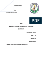 Teorema Del Residuo y Division Sintetica