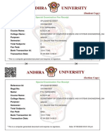 Andhra University: Special Examination Fee Receipt