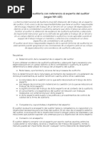 Dictamen de Auditoría Con Referencia Al Experto Del Auditor (Según NIA 620)