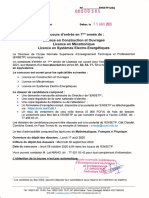 Concours D'entrée en 1ère Année de Licence Construction Et Ouvrages - Mé PDF