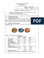 Learning Activity Sheet Earth Science