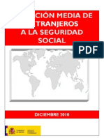 Afiliación Media de Extranjeros A La Seguridad Social - Diciembre de 2010