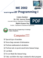 ME 2002 Computer Programming-I: Course Teachers