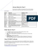 Recommended Reference Books For Class 9: Subject Book Title Publisher/ Author