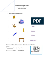 English Test 3 Grade Third Partial Test Name: Date: A. Match The Pictures With Their Names