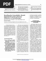 Recalling The Unrecallable: Should Hypnosis Be Used To Recover Memories in Psychotherapy?