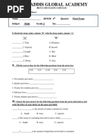 Name - 2019/20 4 Quarter Final Exam Subject Math Grade 2 Sec.