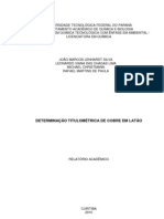 DETERMINAÇÃO TITULOMÉTRICA DE COBRE EM LATÃO - Química - UTFPR - 2010