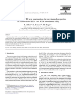 Effect of Pre/post T6 Heat Treatment On The Mechanical Properties of Laser Welded SSM Cast A356 Aluminium Alloy