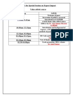 Value Added Course Time: Script For Special Session On Export Import