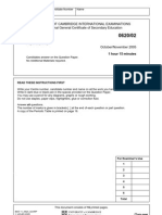 University of Cambridge International Examinations International General Certificate of Secondary Education Chemistry Paper 2 (Core) October/November 2005 1 Hour 15 Minutes