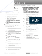 Grammar Worksheet 2: The Present Perfect: Yes / No Questions Ever and Never