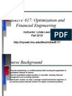 MBAD/F 617: Optimization and Financial Engineering