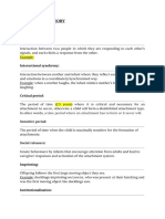 AQA AS Psychology Revision Notes For Attachment