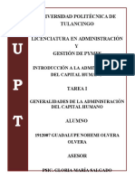 Tarea 1. Generalidades de La Administración Del Capital Humano