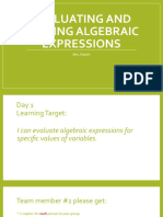 Evaluating and WritingAlgebraic Expressions