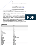 Digital Remote TV Codes