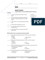 Section Quiz: Section: The Digestive System