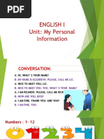 English I Unit: My Personal Information