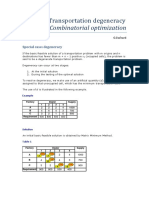 Practice: Transportation Degeneracy: Combinatorial Optimization