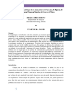 Problématique Linguistique de La Traduction en Français de Nigeria As International Financial Centre de Desmond Mgbo