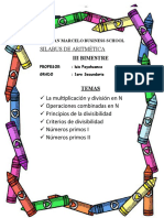 SILABUS DE ARITMÉTICA - TRIGONOMETRIA 1° A 5° SECUNDARIA