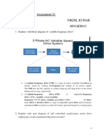 Assignment-21 Nikhil Kumar 4SN16EE012: 1. Explain With Block Diagram of Variable Frequency Drive?