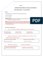 Lab3 Fitting and Plotting of Binomial Distribution & Poisson Distribution (Challenging Experiment 2 (A) and 2 (B) ) Aim