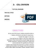 Chapter 3: Cell Divison: The Concept of Cell Division The Cell Cycle Mitosis Meiosis