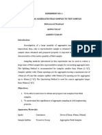 Experiment No. 1 Reducing Aggregates Field Samples To Test Samples Referenced Standard ASTM C702-87 AASHTO T248-89