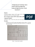 University of Engineering and Technology, Lahore Department of Electrical Engineering EE 213: Analog and Digital Electronics Circuits Experiment 8