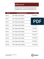 Pricing/Offering List: Item # Item Name/Description Price