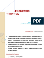 Complexometric Titration: DR Mohammad Kaisarul Islam Department of Pharmaceutical Chemistry, DU