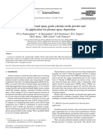 Synthesis of Thermal Spray Grade Yttrium Oxide Powder and Its Application For Plasma Spray Deposition