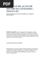 Modelo de Ação de Divórcio Litigioso