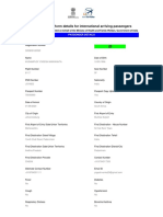 Self Reporting Form Details For International Arriving Passengers