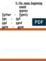 Words With The Same Beginning Sound: Mother - Money Father - Family Ten - Tell Sad - Sand Gate - Gave